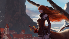 Fantasy Women Warrior Long Hair Red Hair