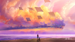 Artistic Digital Art Sea Horizon Dog Cloud Sky
