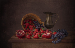 Food Still Life Berry Strawberry Grapes Pomegranate