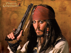 Captain Jack Sparrow (pirates of the caribbean johnny depp with gun) (Johnny Depp)